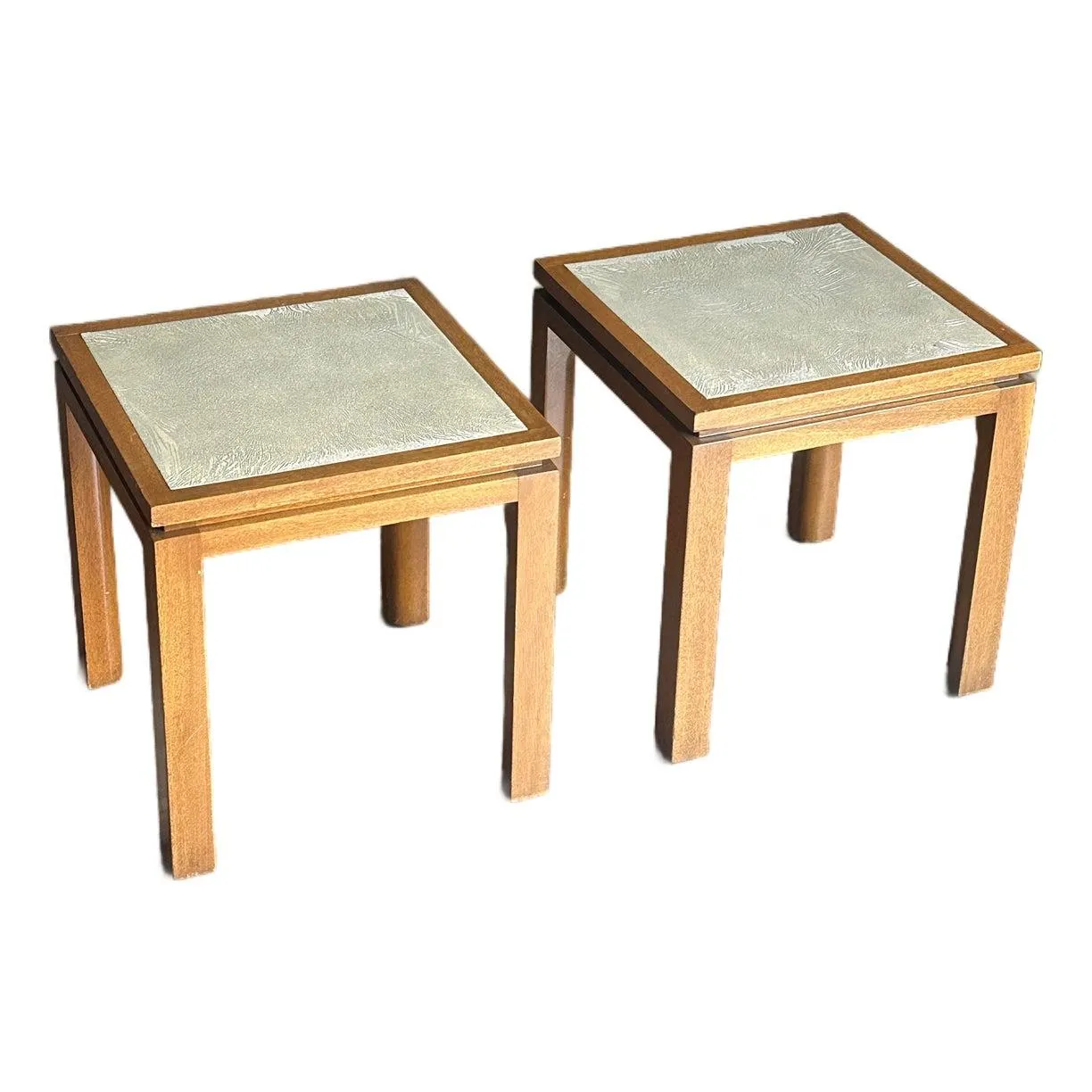 1950s Harvey Probber End Tables in Mahogany and Enamel, Unmarked- A Pair