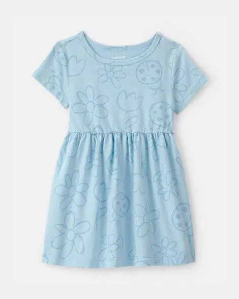 Baby Girl Floral Ladybug Short-Sleeve Dress - Blue