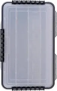 Plano Waterproof 3700 Stowaway Tackle Box, 14" X 9" X 1.875", Durable Cam-Action Latches, O-Ring Seal, Adjustable Dividers for Versatile Fishing Storage, Clear/Red