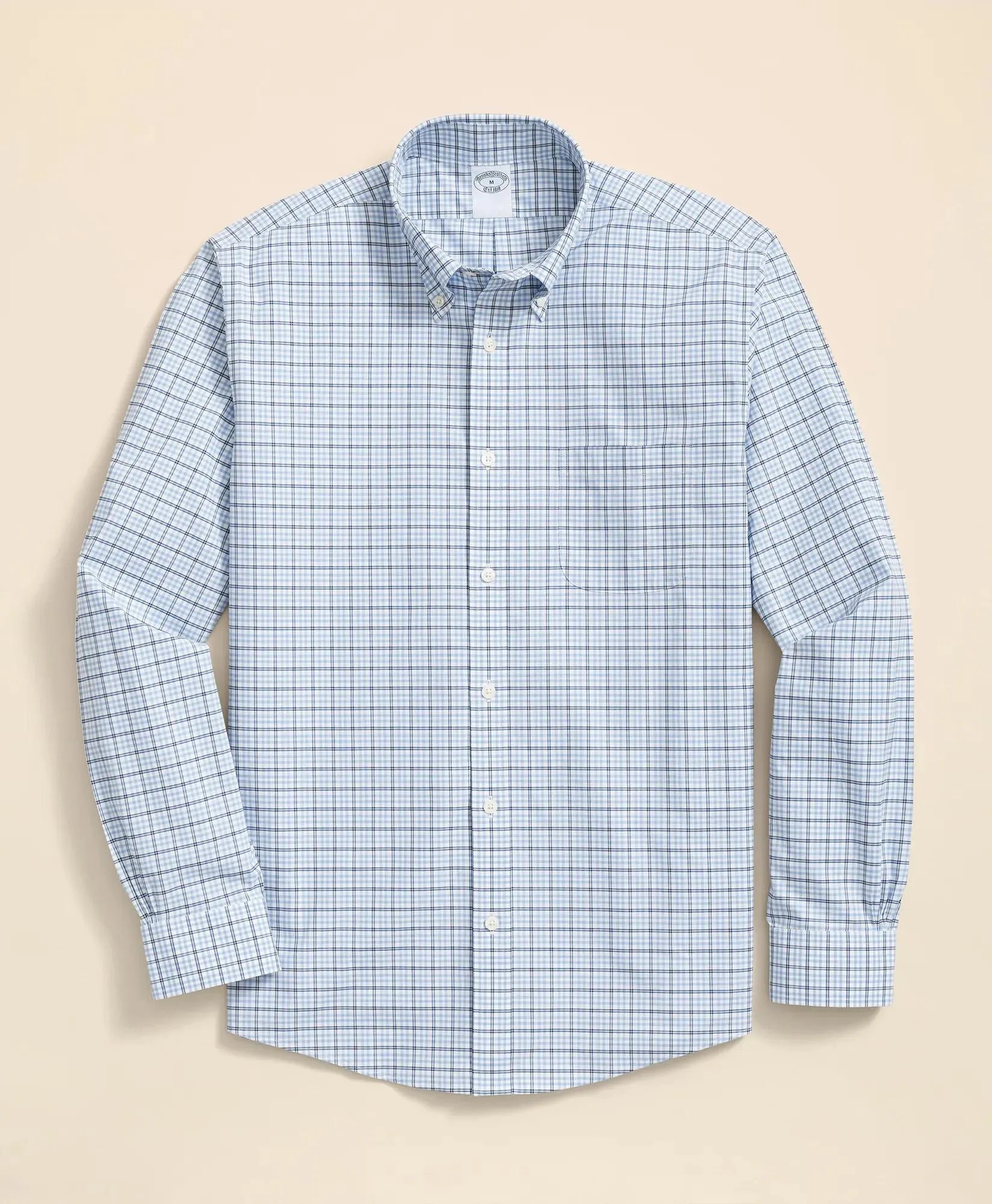 Stretch Cotton Non-Iron Polo Button Down Collar, Graph Check Shirt