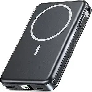 Magnetic Portable Charger, 10000mAh Power Bank, 5 in 1 Portable Charger with Built in Cable, 20W Fast Charging for Magsafe Battery Pack Compatible with iPhone 16/15/14/13 Pro/Pro Max, Samsung Series