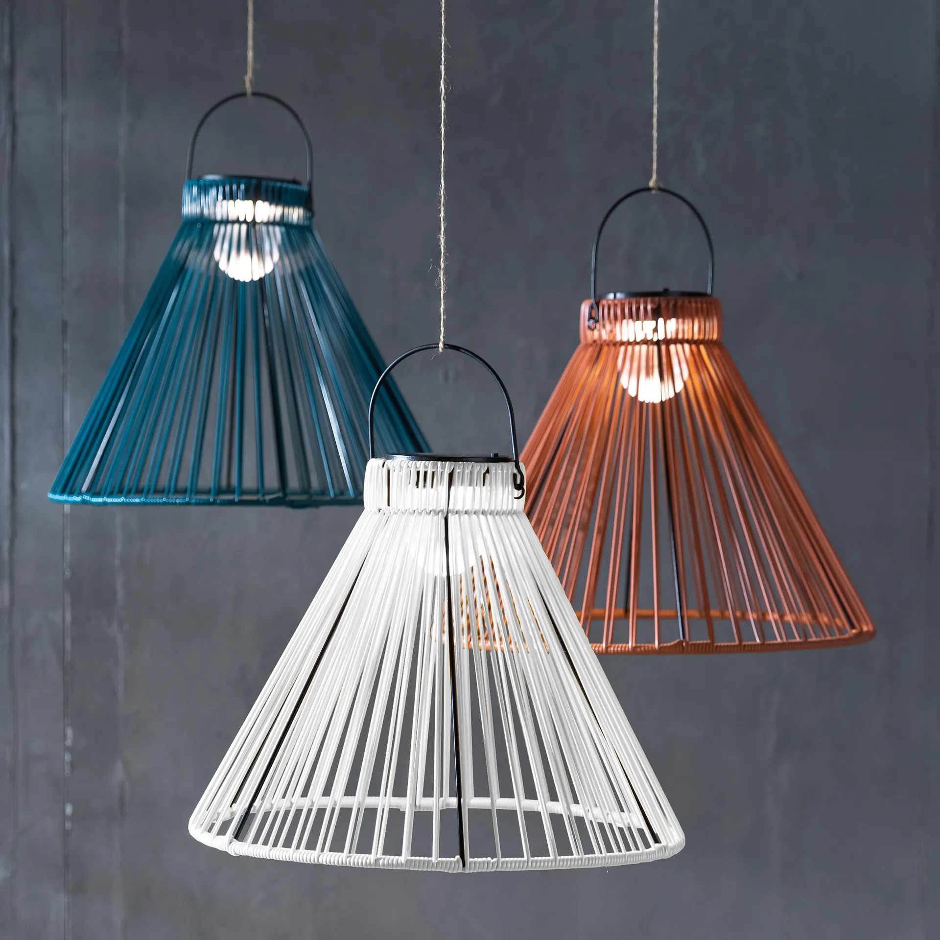 Large Solar Hanging Pendant Light, Off White