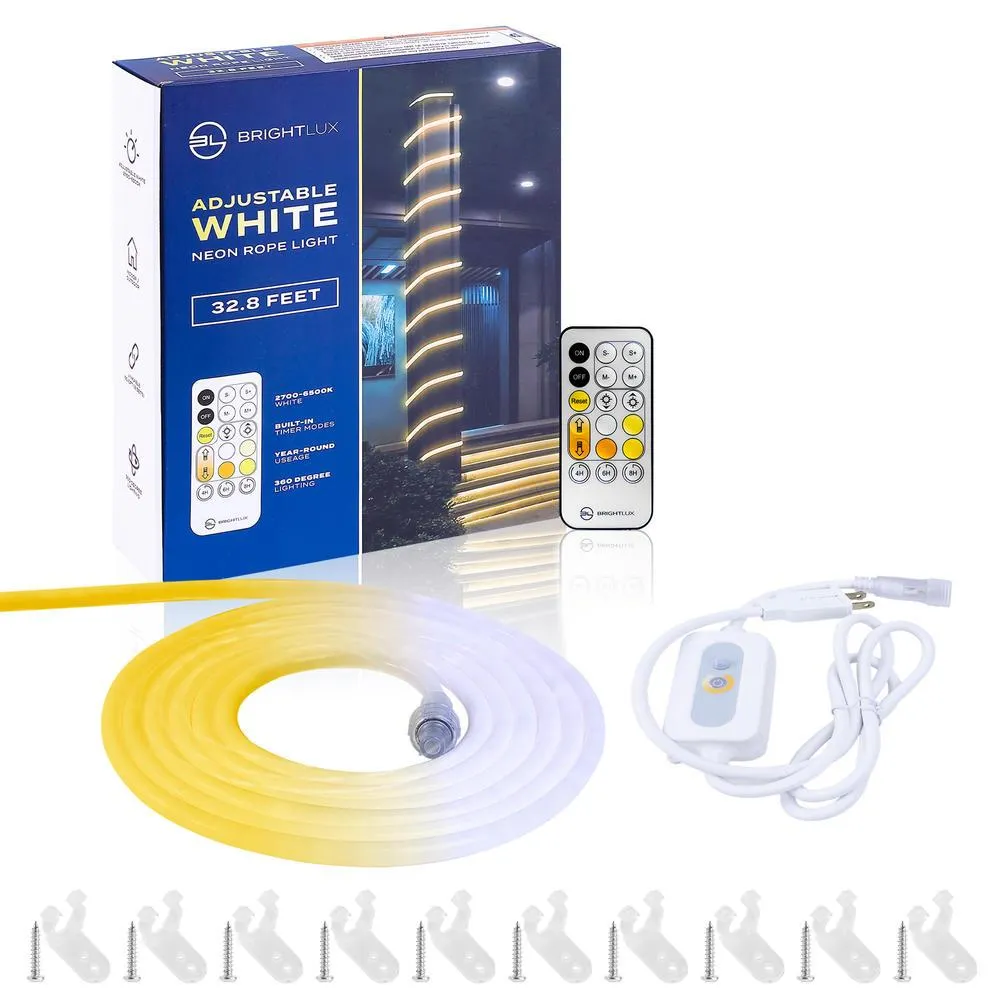BrightLux 32' Adjustable White LED Indoor/Outdoor Rope Light