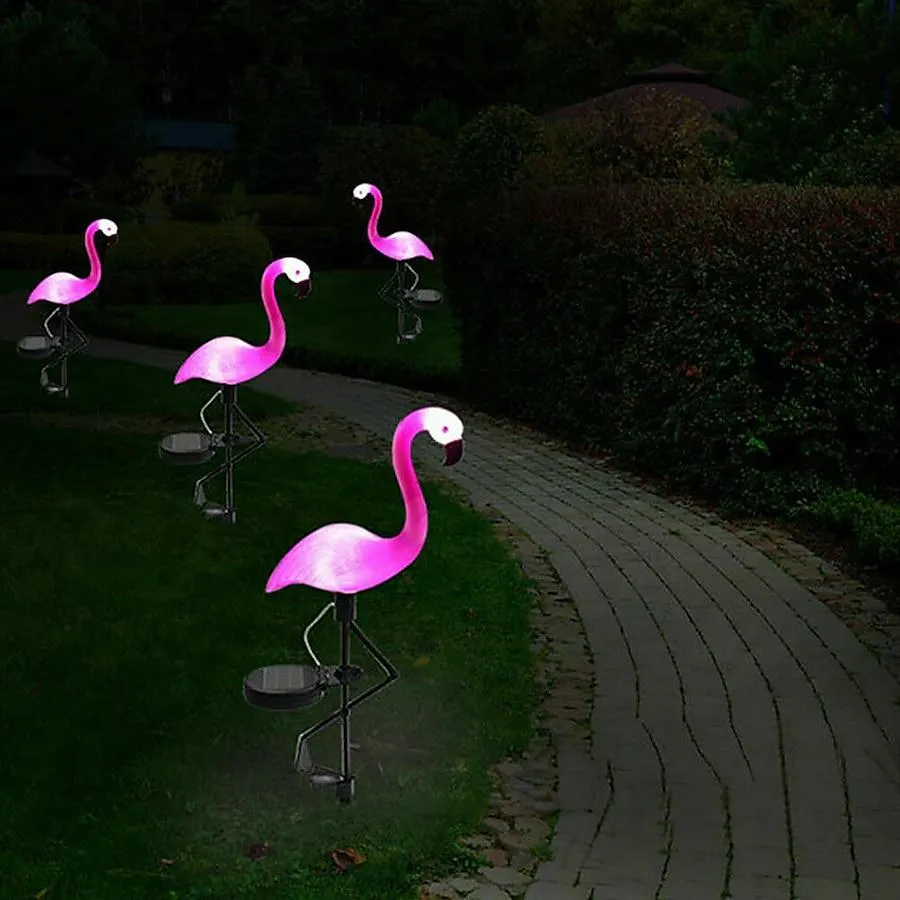 NEX Solar Flamingo Lights 2 -Watt Pink Low voltage Solar LED Flood light