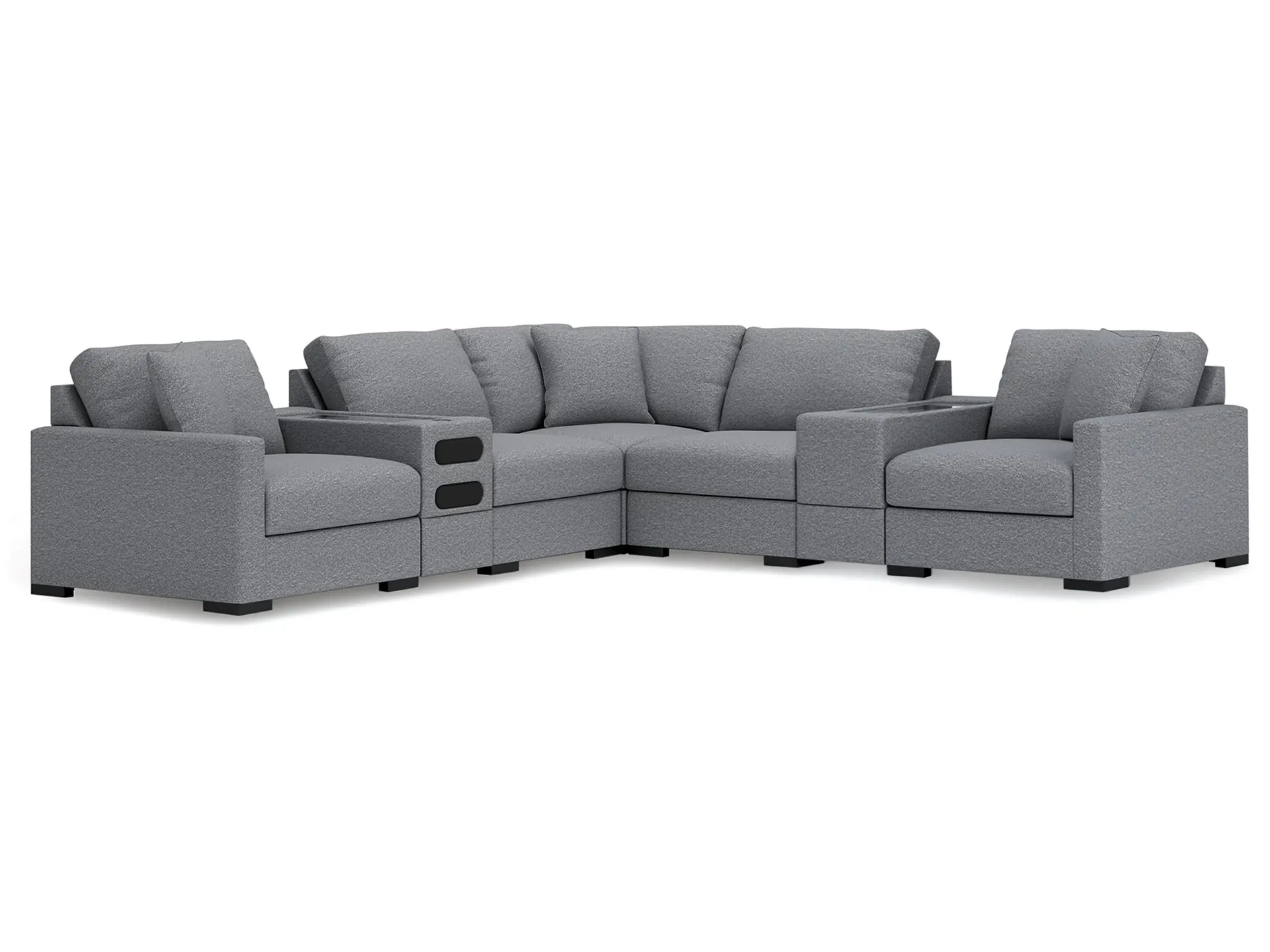 Omaha by Ashley 7-Piece Modular Next-Gen Nuvella™ Performance Fabric Sectional with Audio and Storage Consoles