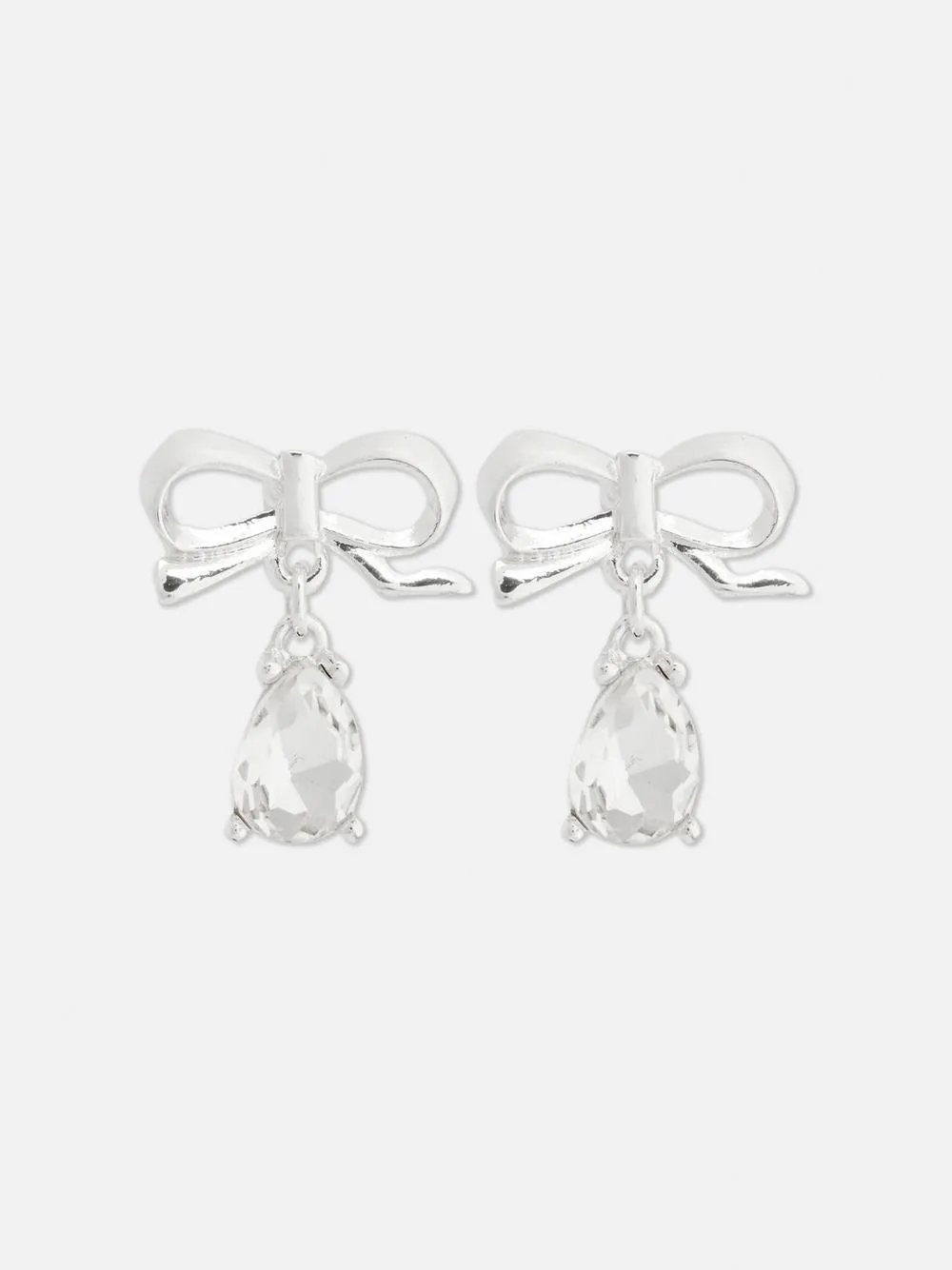 Bow Jewel Drop Stud Earrings