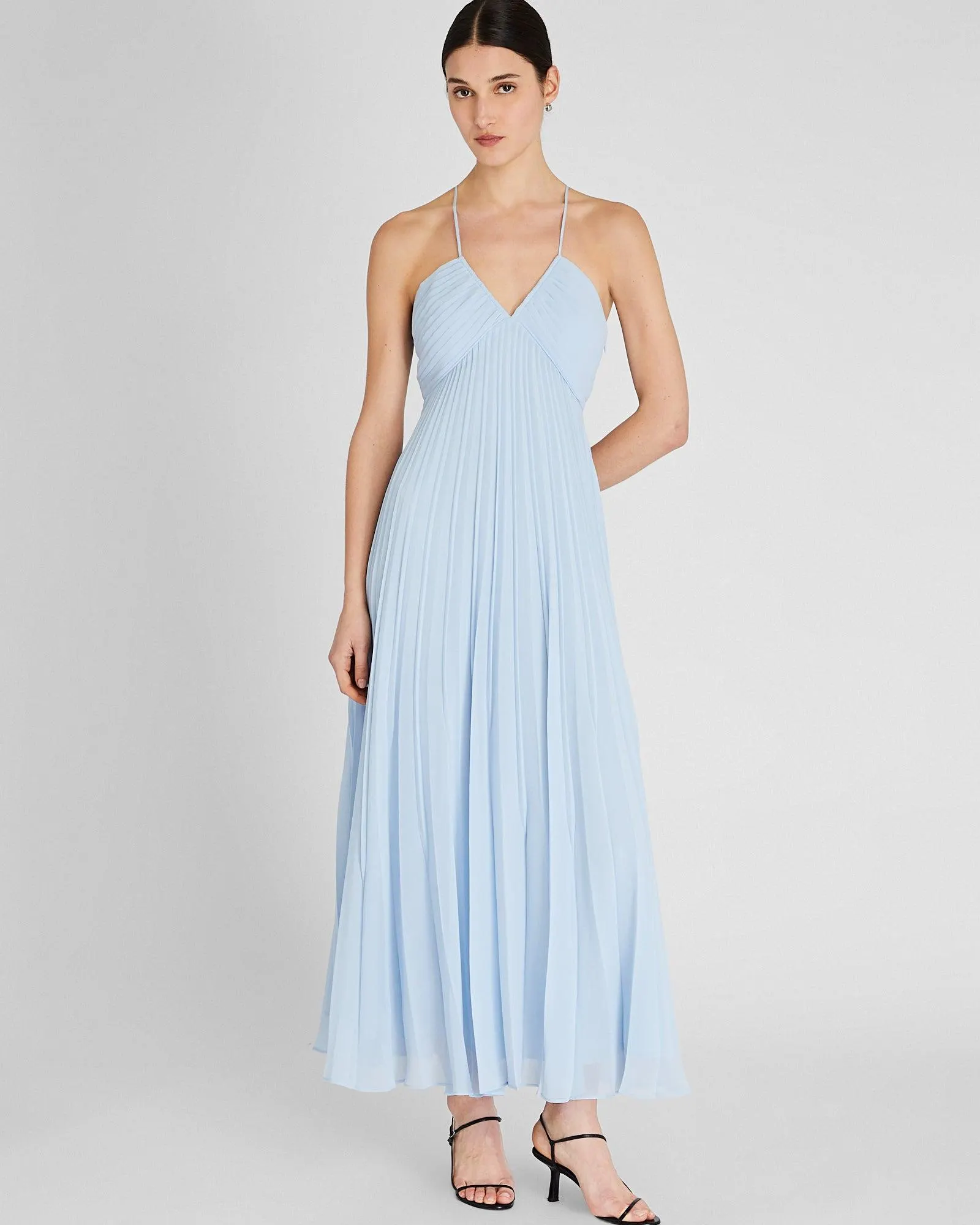 Pleated Tie Back Maxi Dress
