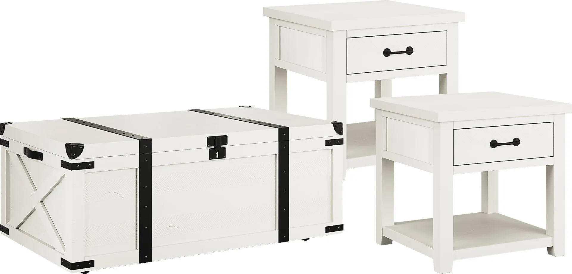 Rocky Creek White 3 Pc Table Set