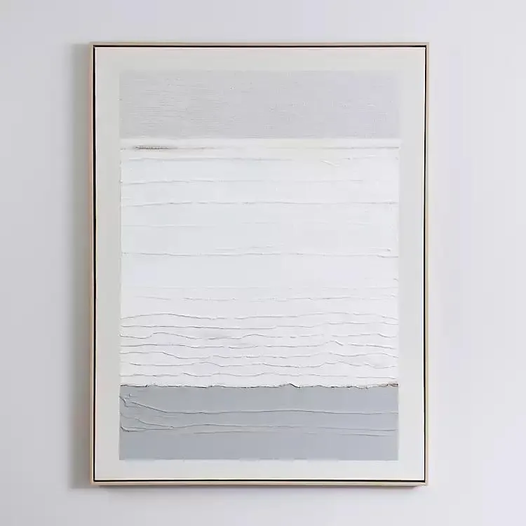 White Gray Abstract Framed Wall Art