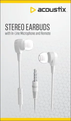 Acoustix Stereo Ear Buds with Microphone - White