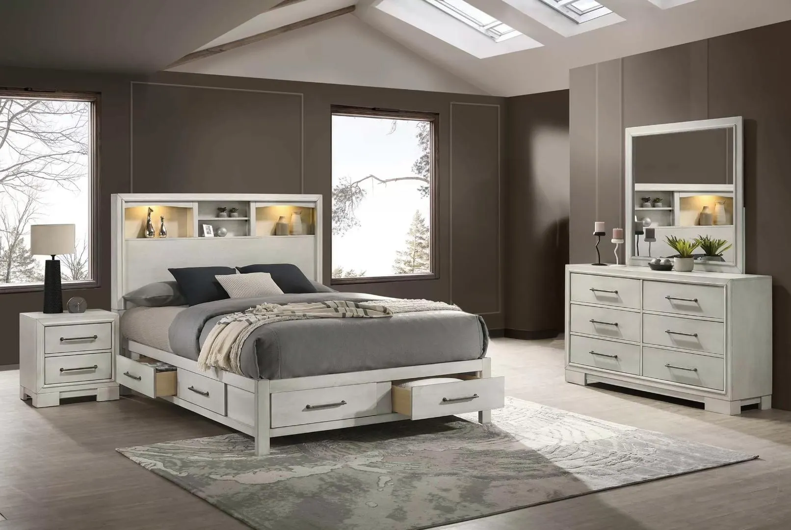 Ava Queen Size Bedroom Set by Best Home (4-Piece) - White