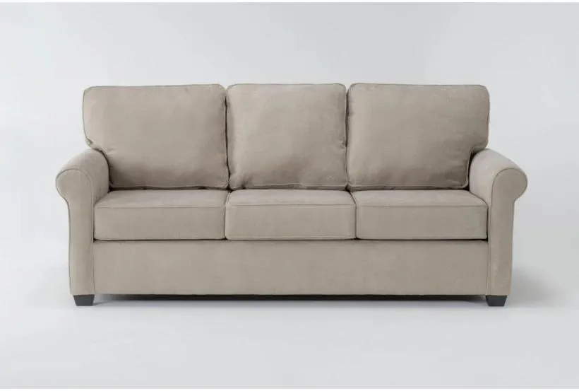 Athos Cream Beige Fabric 86" Sofa | Rolled Arms