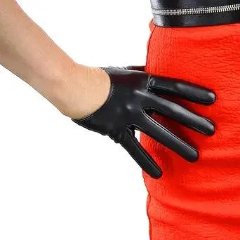 DooWay Extra short Leather Gloves Half Palm 13cm Soft PU for Cosplay Dance Party