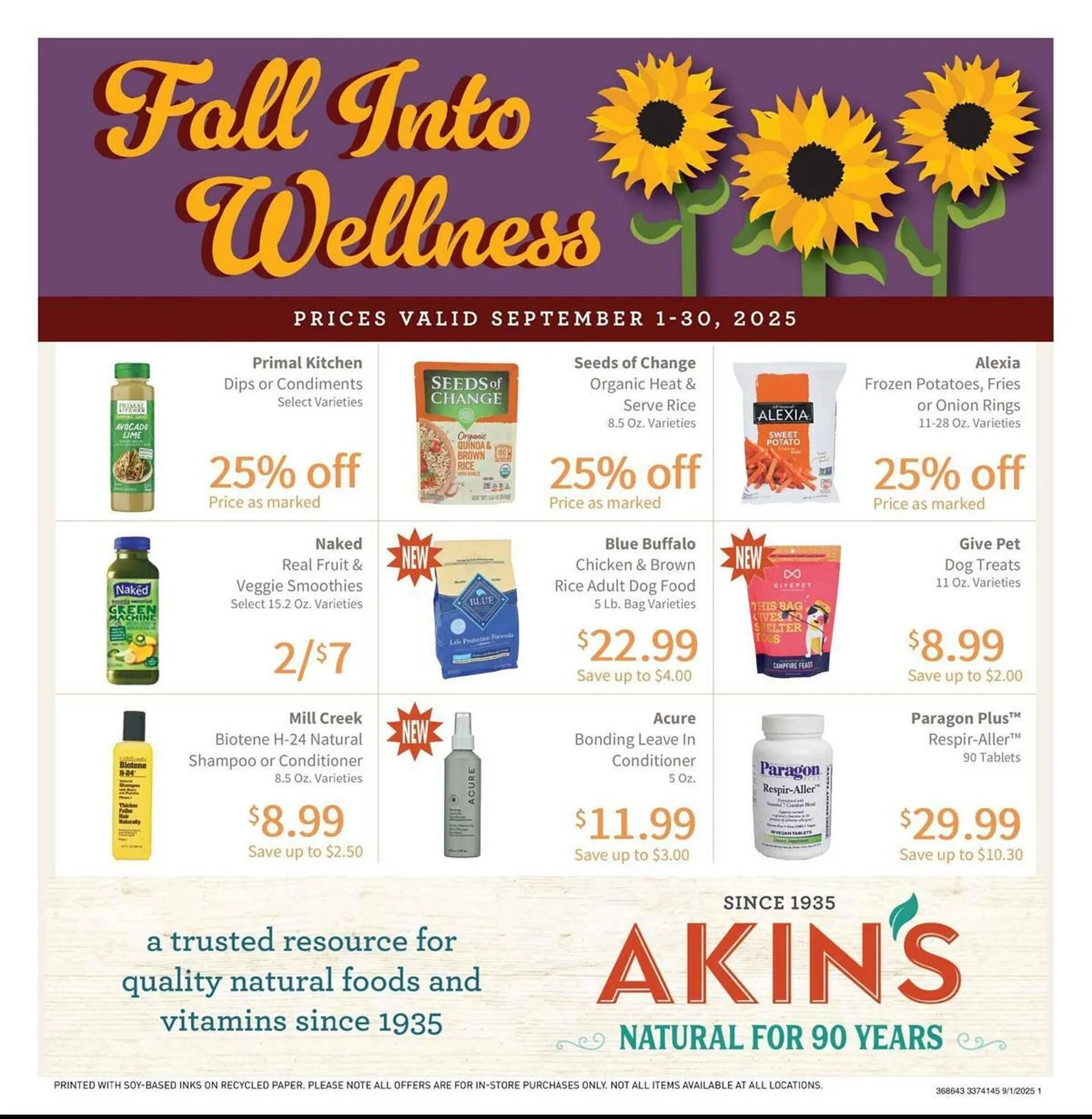 Weekly ad Akin's Natural Foods weekly ad from September 1 to September 30 2025 - Page 1