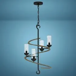 Z-Lite Euclid Chrome & Matte Black 4 Light Chandelier