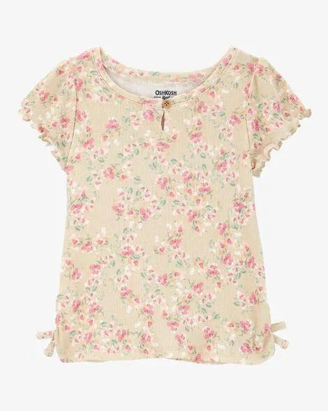 Baby Short-Sleeve Cotton Rib Floral Top