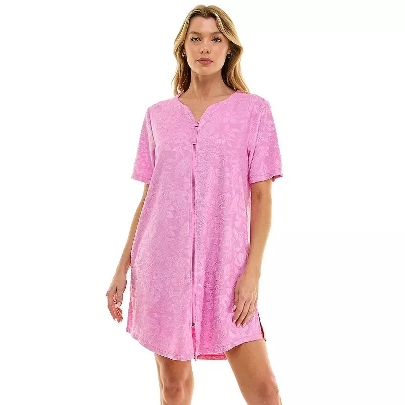 Women's Croft & Barrow® Embossed Honey Knit Terry Zip Robe