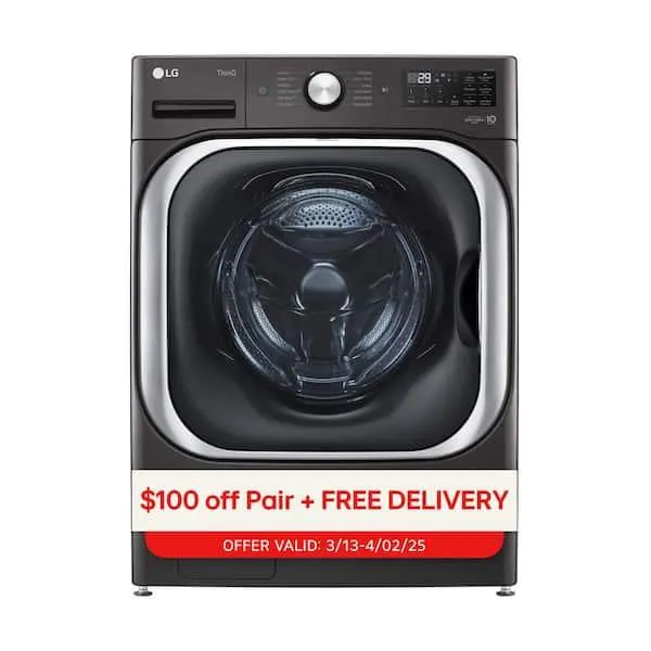 5.2 cu. Ft Stackable SMART Front Load Washer in Black Steel with Steam & Turbowash Technology