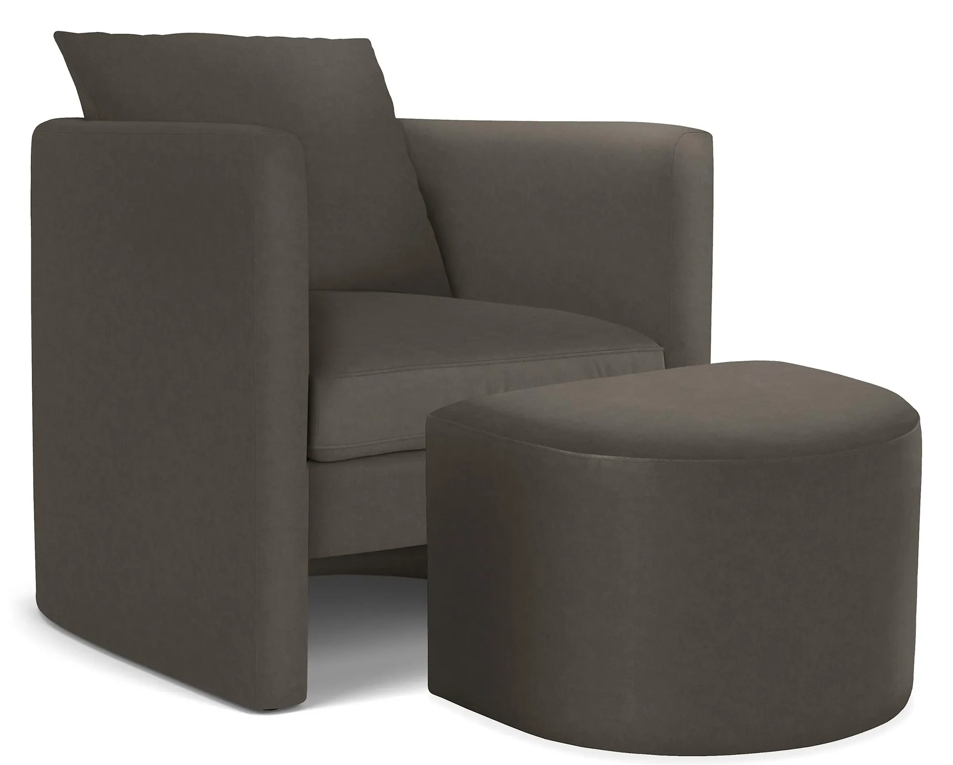 Silva Chair & 24w 20d 17h Ottoman in Banks Charcoal