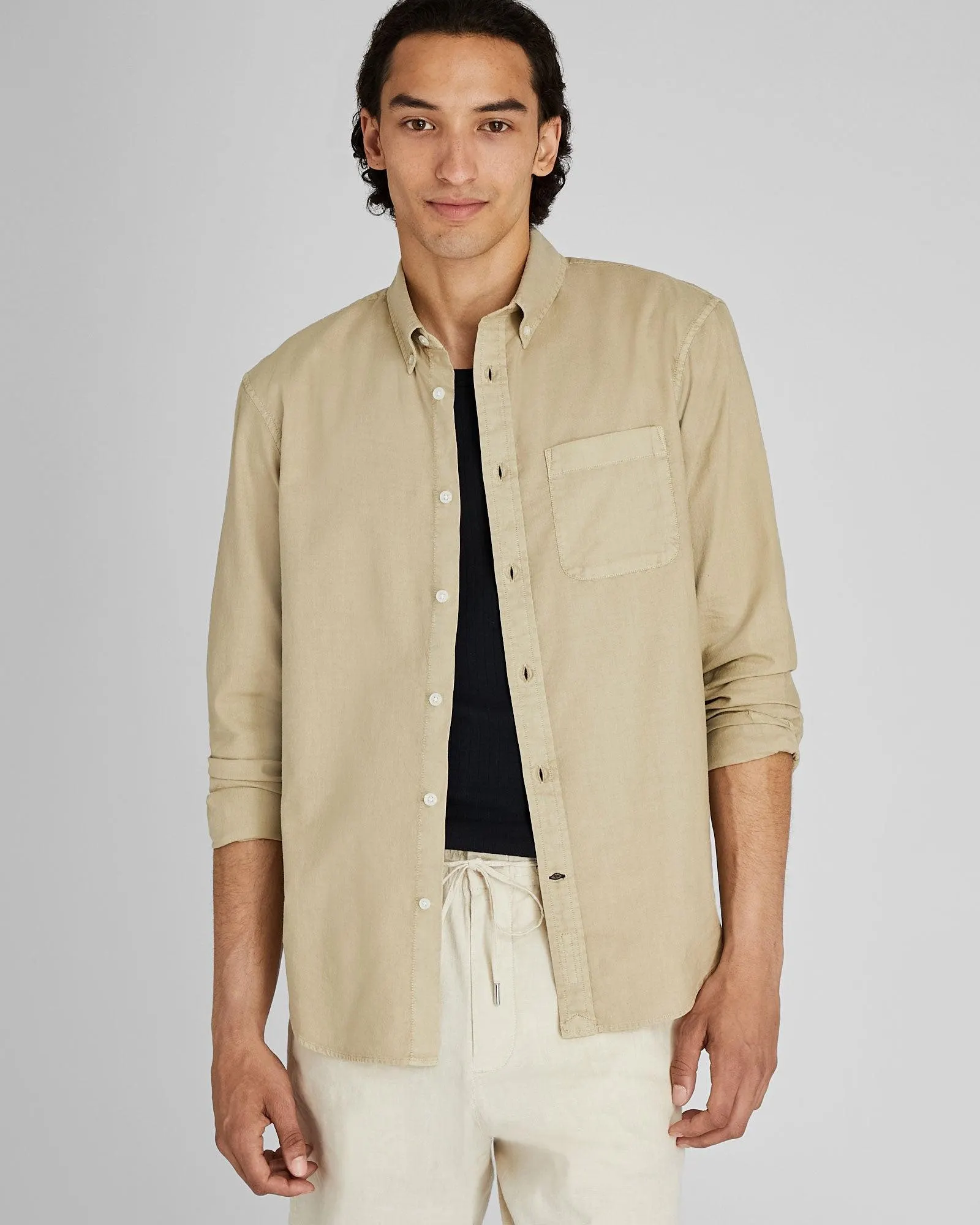 Garment-Dyed Slim Lightweight Oxford Shirt