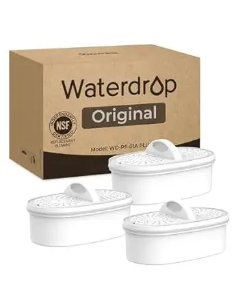 [Original] Waterdrop Filter Replacement for All Waterdrop Pitcher Filtration System, WD-PF-01A Plus, Reduces PFAS, PFOA/PFOS, Chlorine, Last Up to 3 Months or 200 Gallons (Pack of 3)