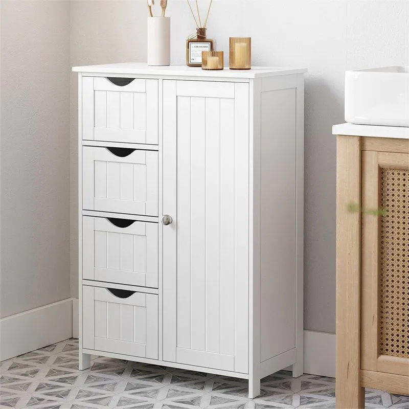 Manhattan Bathroom Floor Storage Cabinet, Bathroom Cabinet Freestanding, with 4 Drawers, Adjustable Shelf