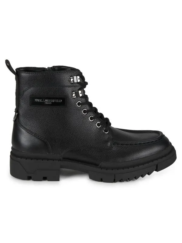 Log Sole Leather Combat Boots
