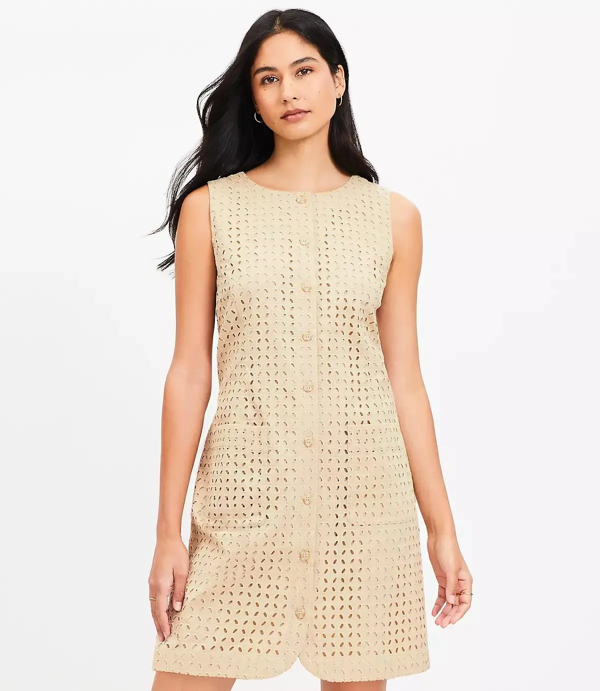 Eyelet Button Mini Pocket Dress