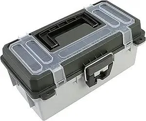 Sheffield 12670 13" Tackle Box, Fishing Gear Organizer for Fly Fishing, Flip-Up Lid, Lift-Out Tray, Stackable Storage, Made In USA