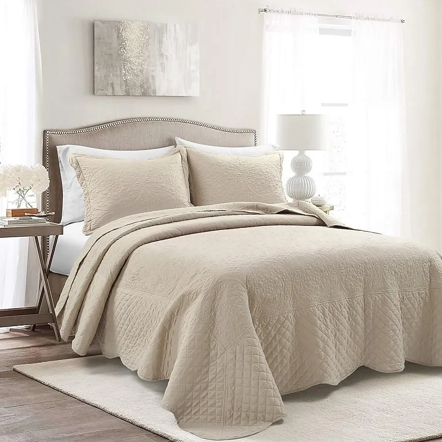 Lush Decor neutral Medallion Queen Bedspread