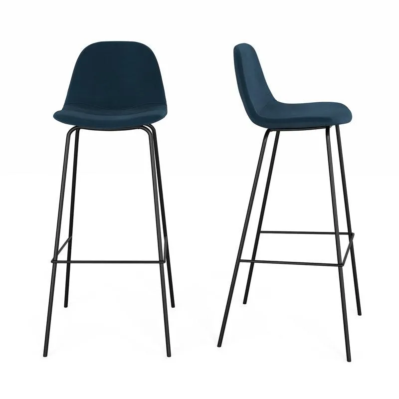 Bella Ink Performance Velvet Kody Upholstered Bar & Counter Stool