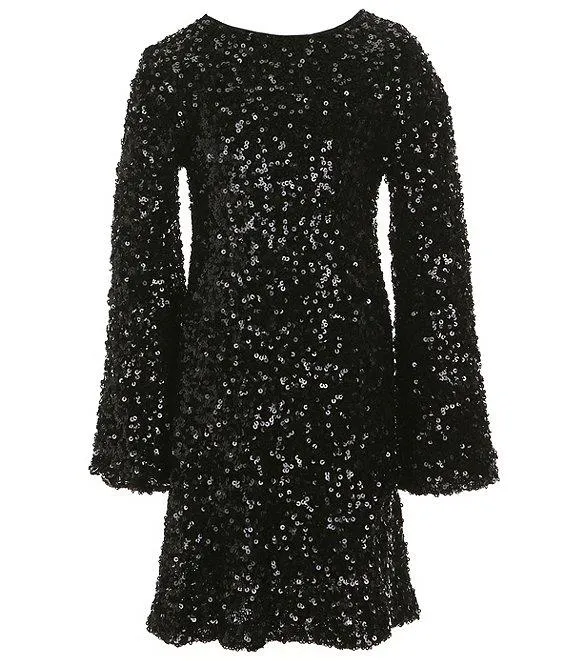 Big Girls 7-16 Long Sleeve Sequin Dress