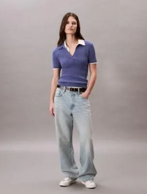 Smooth Cotton Rib Sweater Polo