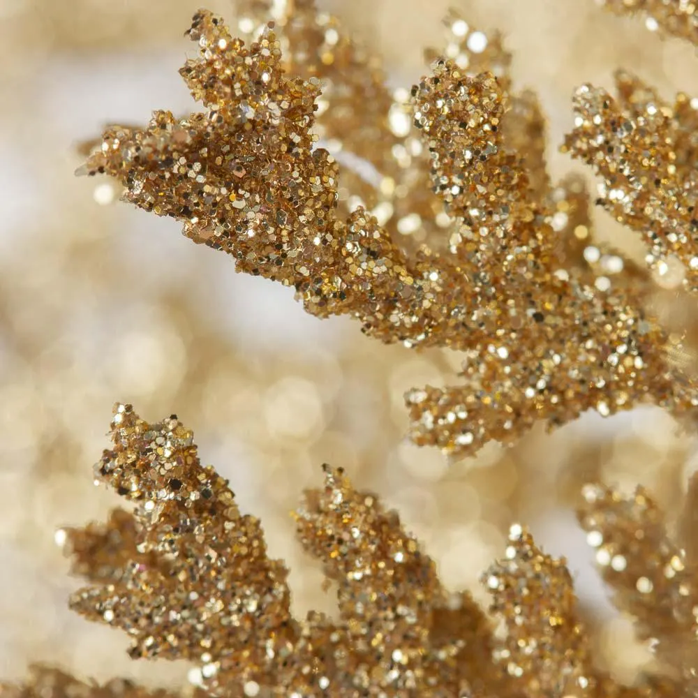 Artificial Gold Glittered Fern Pick