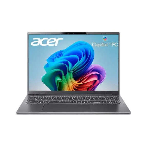 Acer Aspire 16 AI A16-11MT-X8A9 Copilot+ PC, 16" WUXGA (1920 x 1200) 120Hz IPS Touch Screen, Snapdragon X, 16GB RAM, 512GB SSD, Steel Gray