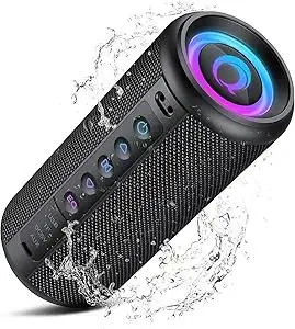Portable Bluetooth Speaker, 2026 Bluetooth 5.4 Wireless Speaker with 20W HD Loud Stereo Sound, 20H Playtime, LED Lights, IP7, TWS Pairing, Built-in Mic, for Outdoor, Home, Beach, Party, Gift