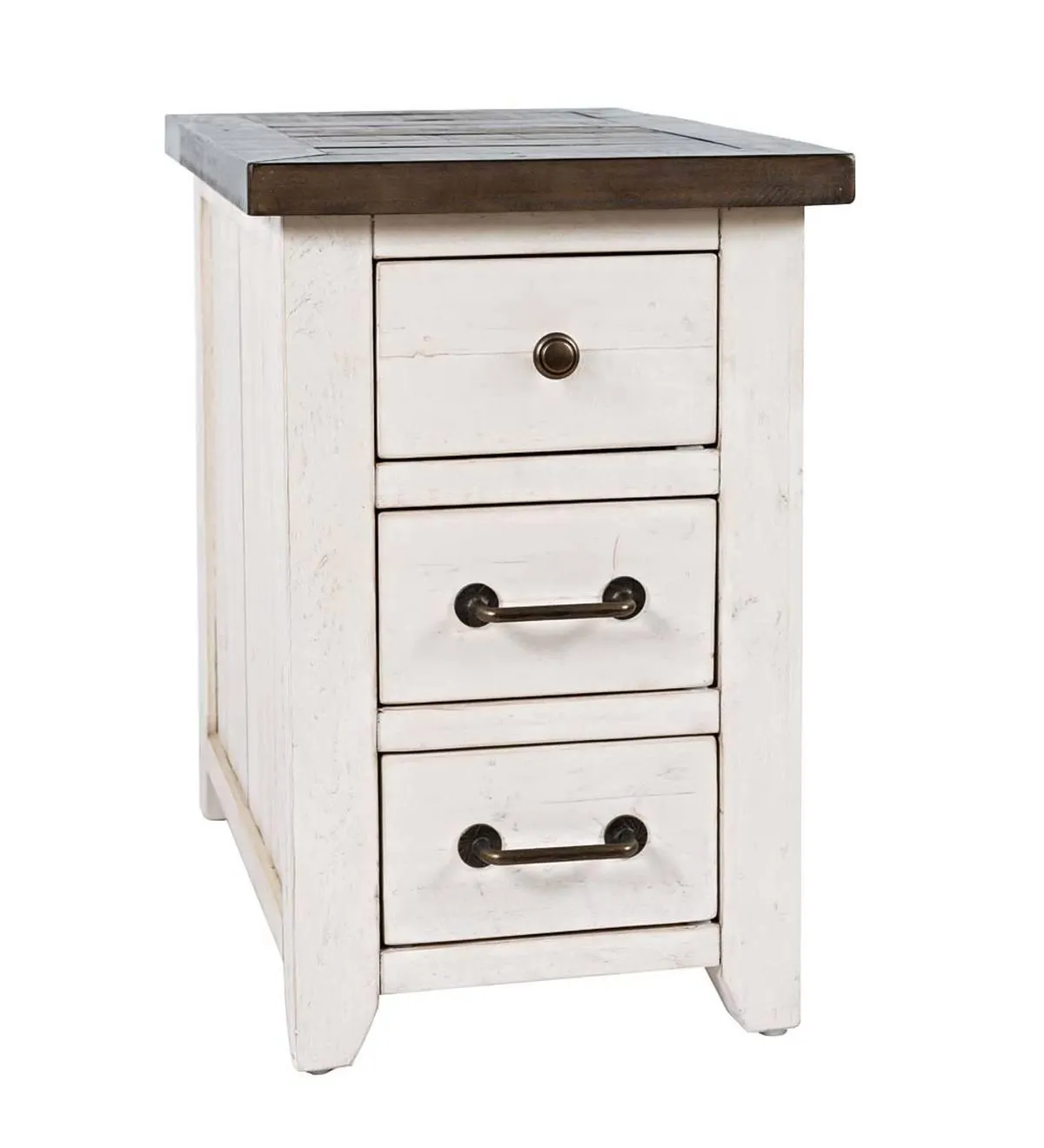 Cape Charles Reclaimed Wood Power Station Side Table with USB Ports - White