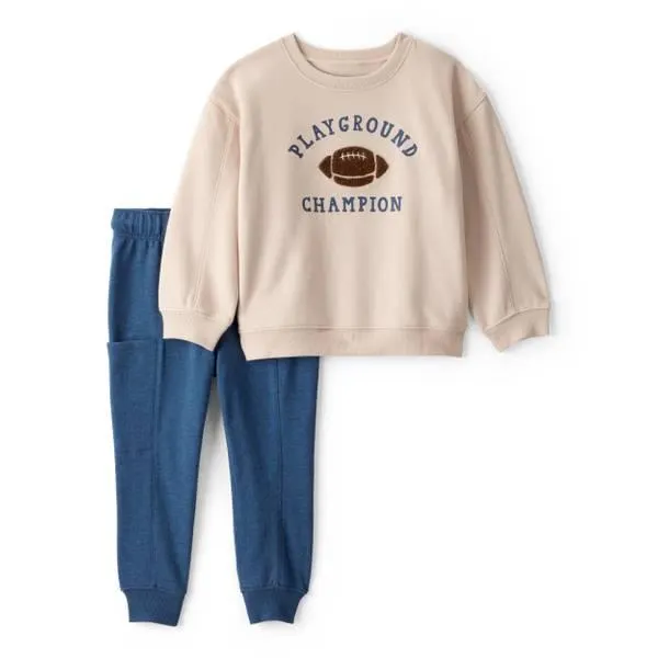 Toddler Boy's Football Long-Sleeve Tee and Pant Set