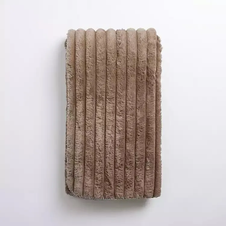 Taupe Ribbed Sherpa Throw