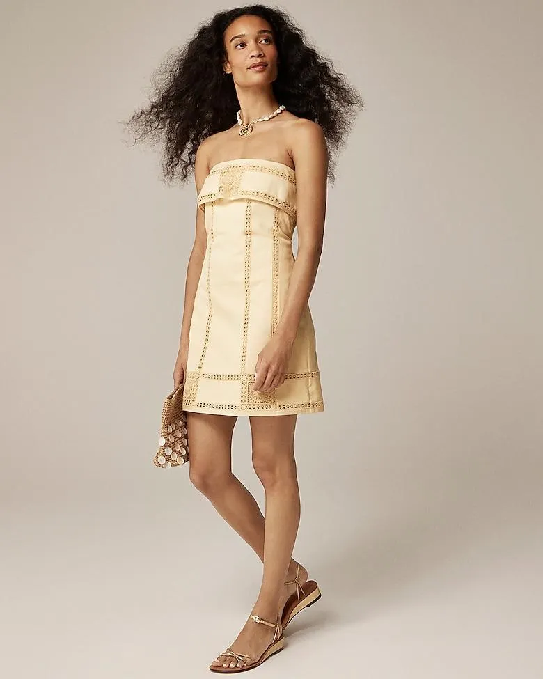 Crochet-panel mini dress
