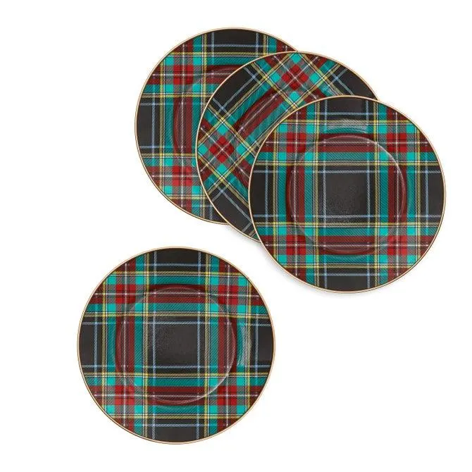 Tartan Black Salad/Dessert Plate, Set of 4