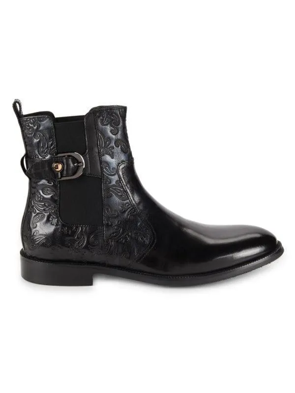 Trento Paisley Leather Chelsea Boots