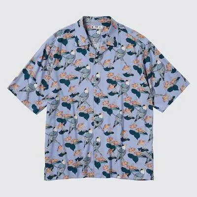 Printed Open Collar Short-Sleeve Shirt (Edo Ukiyo-E)