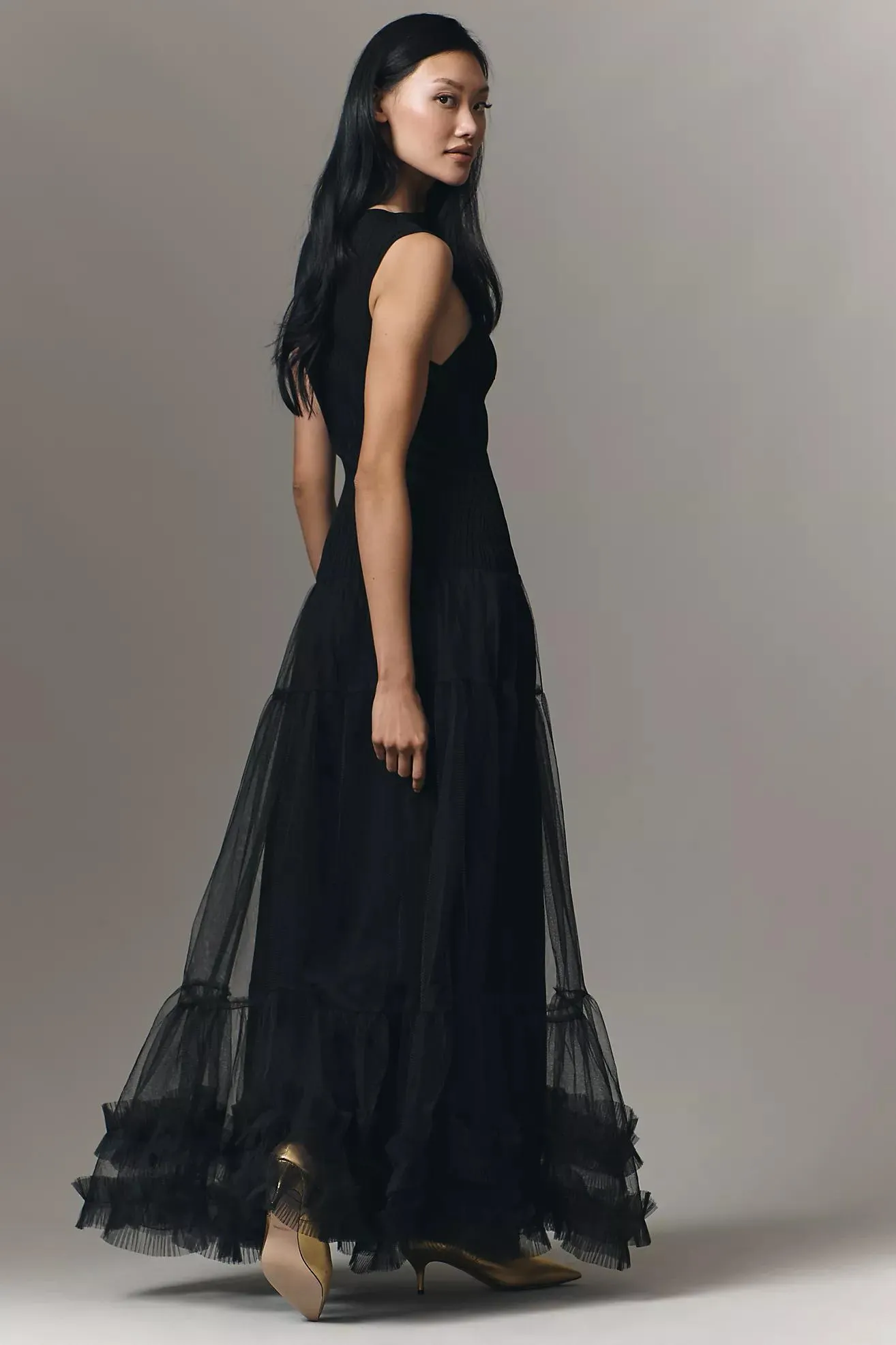 En Saison Darcy Sleeveless Tulle Midi Dress