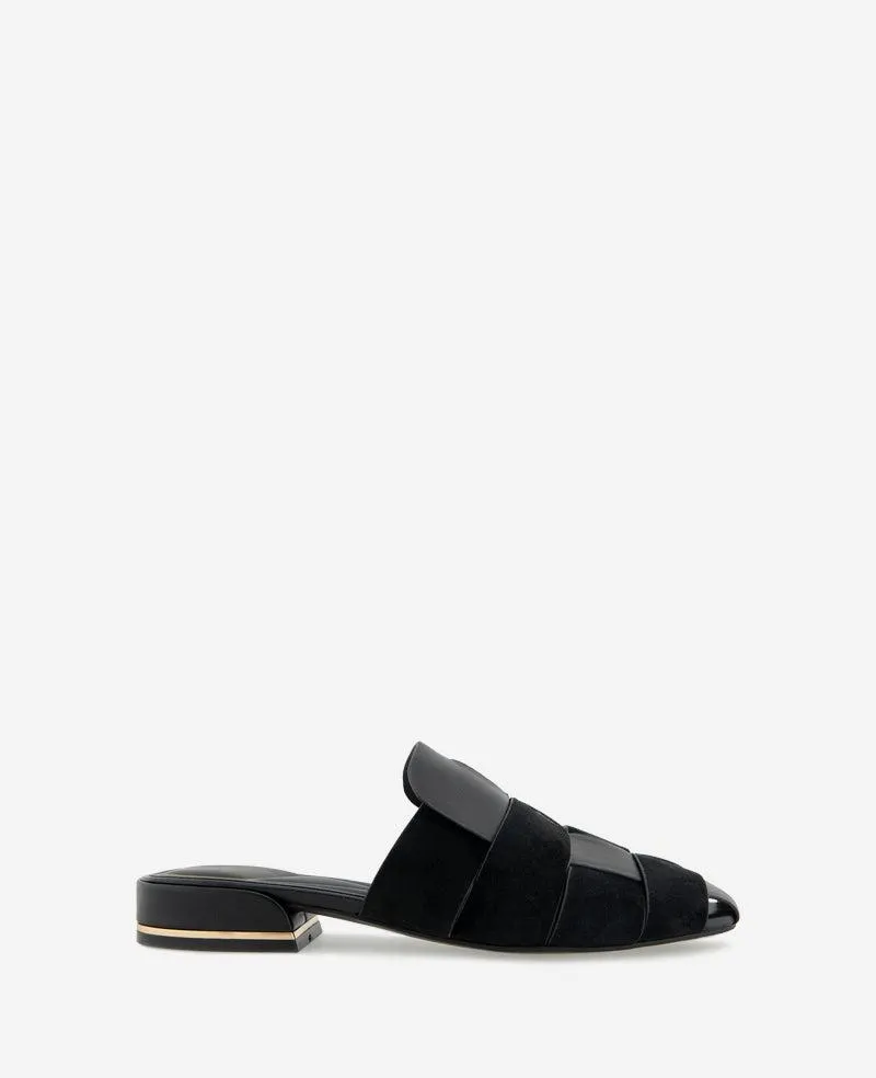 Faina Leather Fisherman Slide Sandal - BLACK LEATHER