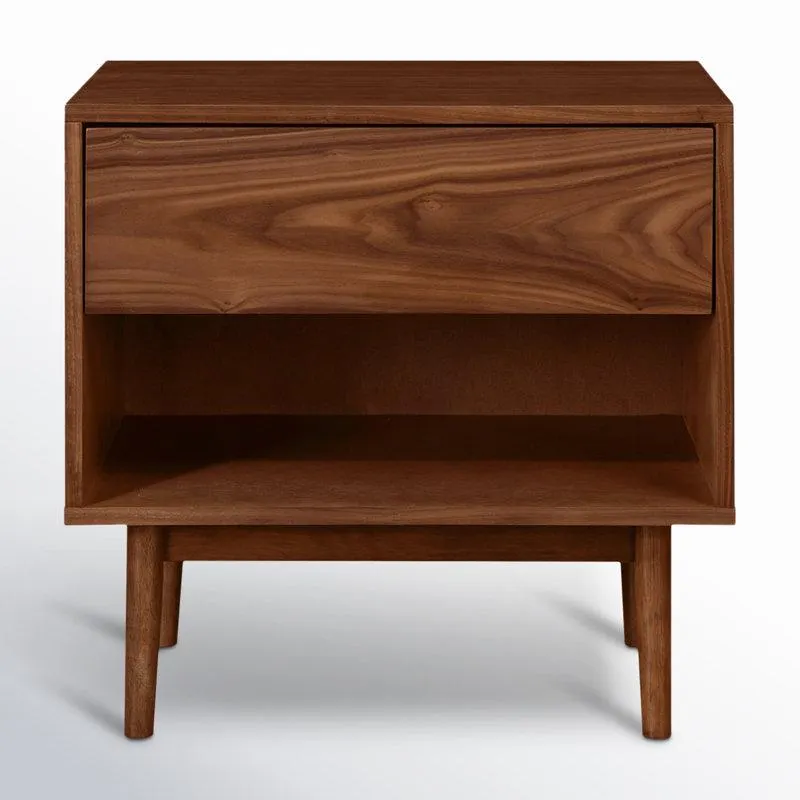 Walnut Indra 1 - Drawer Nightstand