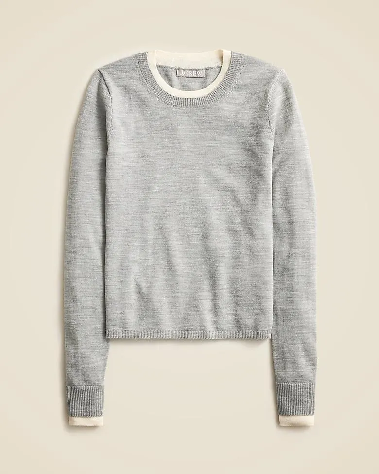 Carolyn layered crewneck sweater in merino wool