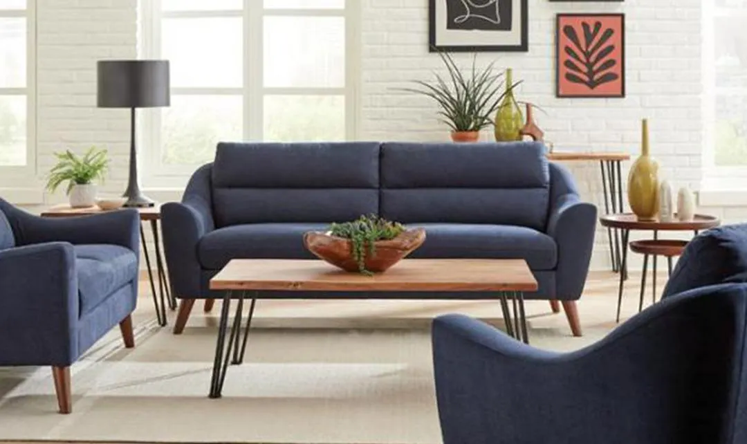 Coaster Furniture Gano 2-Seater Fabric Sofa with Cushion Arms in Blue