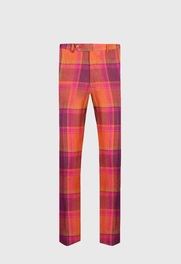 Linen Plaid Dress Trouser