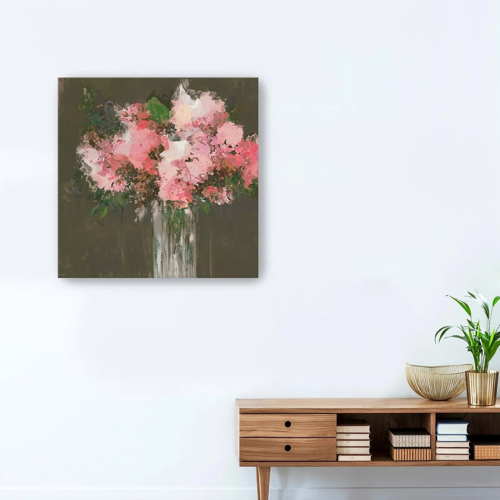 Pink Peonies In A Vase Canvas Giclee Wall Art